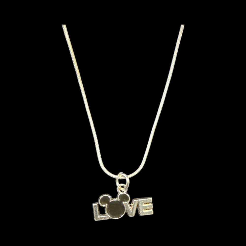Silver Disney LOVE Pendant Necklace